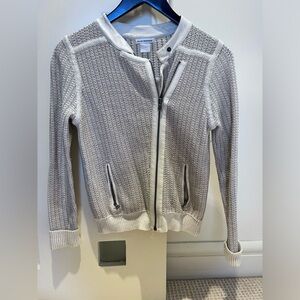 Club Monaco leather trim biker knit jacket